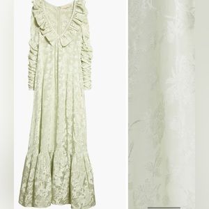 ByTIMo Floral Jacquard Long Sleeve Maxi Sage Green Dress (Large)